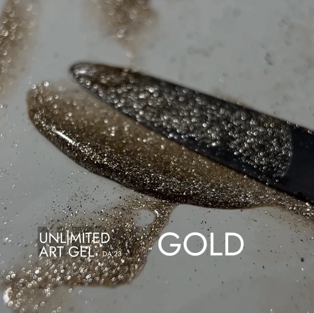DA'23 - UNLIMITED ART GEL - Gold, 5 ml - ג'ל עיצוב נצנצים עם מגנט 5 מל - זהב - Зображення 2
