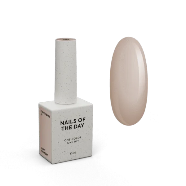 NAILSOFTHEDAY - Cover base No, 43 light pigment - lightly pigmented translucent beige, 10 ml - כאבר בייס פיגמנט עדין - בז' שקוף - מס, 43