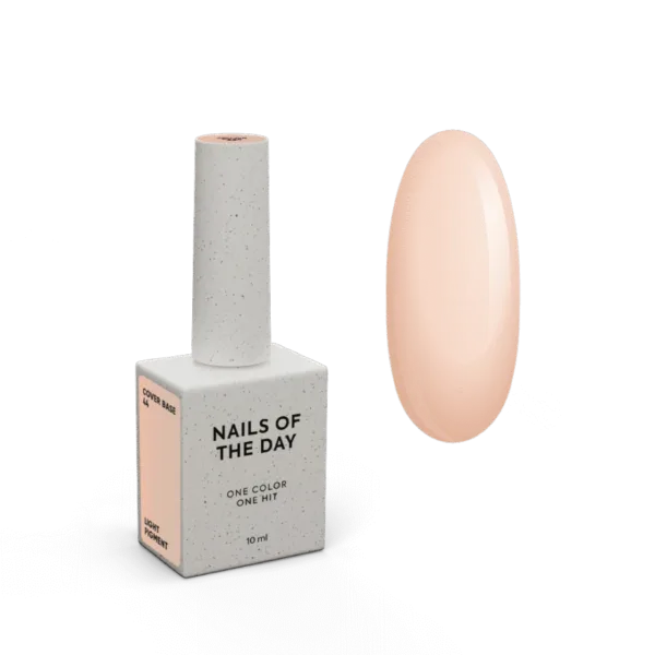 NAILSOFTHEDAY - Cover base No, 44 light pigment - lightly pigmented translucent peach, 10 ml - כאבר בייס פיגמנט עדין - אפרסק שקוף - מס, 44