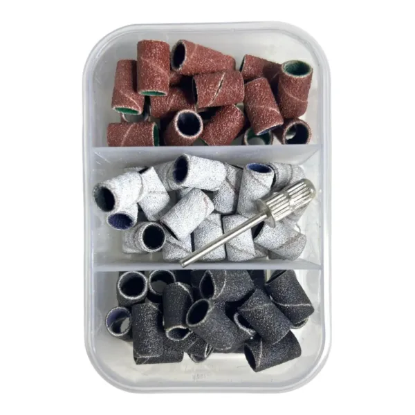 Sand caps (drums) for pedicure 75 pcs and metal base for them - מכסי חול (תופים) לפדיקור 75 יחידות ובסיס מתכת עבורם