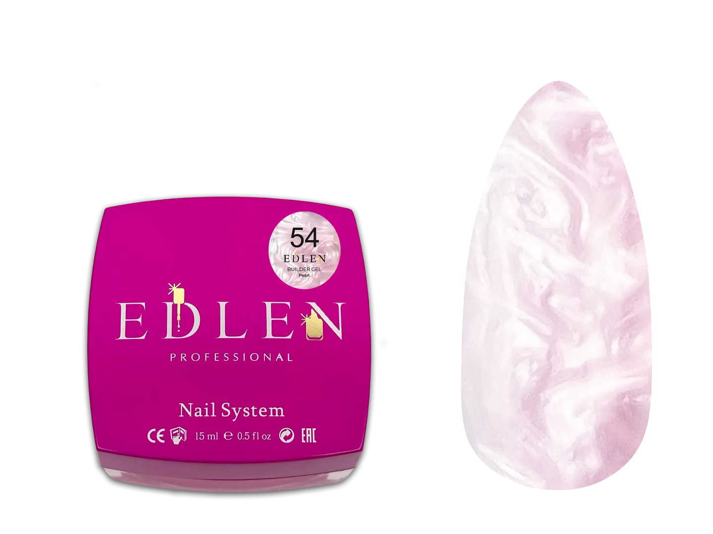 Edlen - Builder Gel Pearl, No. 54, 15 ml гель для нарощування