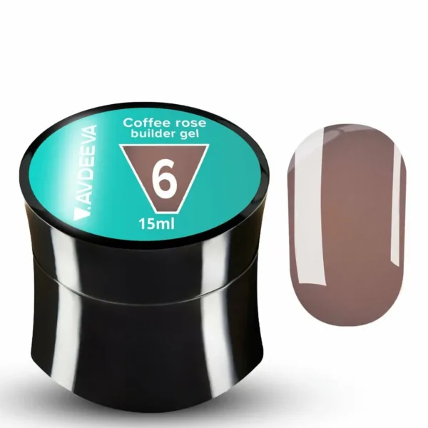 V.AVDEEVA - Builder Gel COFFEE ROSE, No, 06, Dark Chocolate-Coffee, 15ml - בילדר ג'ל קופי רוז 15 מל צבע שוקולד מריר-קפה - מס, 06