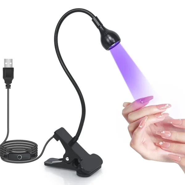LED lamp for gel polish, gel tips with USB connector (tabletop, flexible, with clip), 5 W. BLACK - מנורת לד פלאש USB