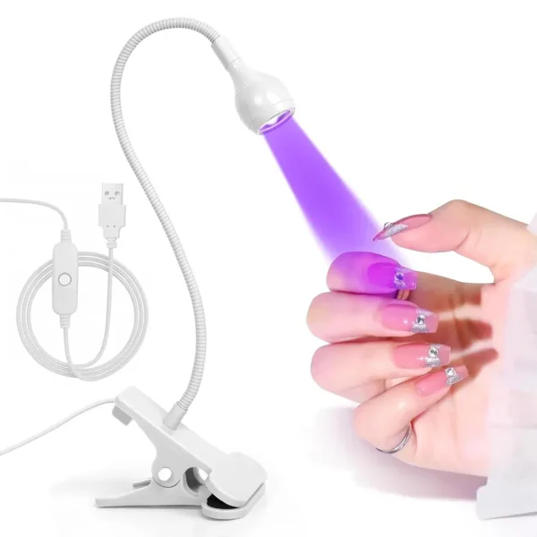LED lamp for gel polish, gel tips with USB connector (tabletop, flexible, with clip), 5 W. WHITE - מנורת לד פלאש USB