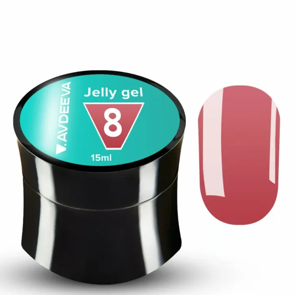 V.AVDEEVA - Modeling JELLY GEL, № 8 - bright pink, 15ml, HEMA & TPO FREE - ג'לי ג'ל 15 מל צבע ורוד בהיר - מס, 08