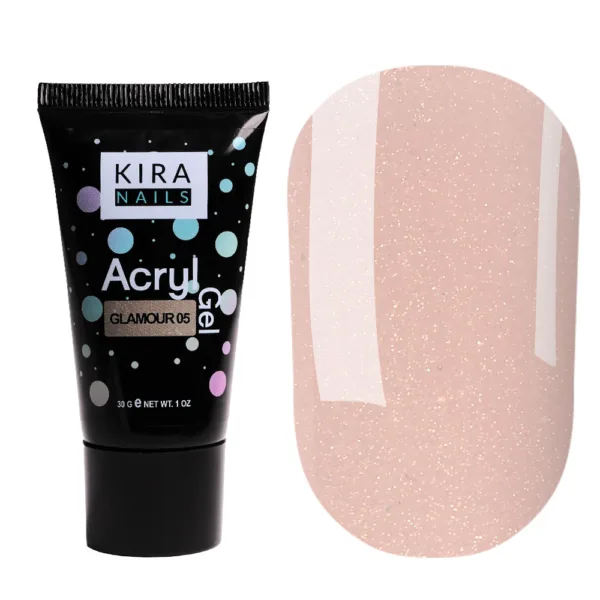 Kira Nails - Acryl Gel - Glamor 05 30 gr - אקריל ג'ל נוצץ 05 - שפורפרת 30 מל