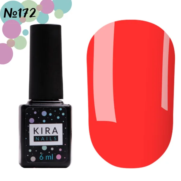 Gel polish Kira Nails № 172, (coral, neon) 6 ml