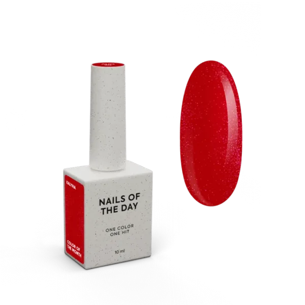 NAILSOFTHEDAY - August 2025 Kalyna - color of the month is viburnum red with fine pink shimmer, 10 ml - לק ג'ל אוגוסט 2025 קלינה - צבע החודש אדום עם נצנוץ ורוד עדין 10 מל