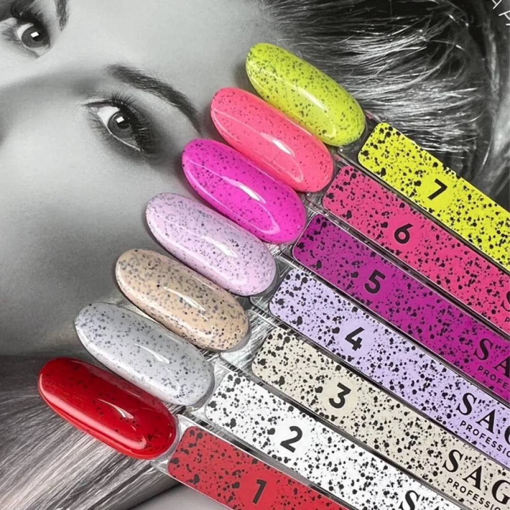 Saga - Gel polish Black Snow, No ,07 light yellow with black dots. 9 ml - לק ג'ל שלג שחור 9 מל צבע צהוב בהיר עם נקודות שחורות - מס, 07 - Зображення 2