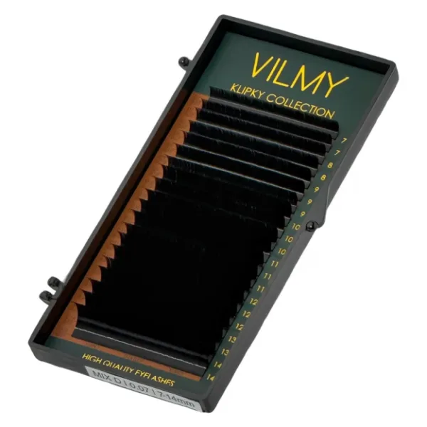 VILMY - Black eyelashes 20 lines KLIPKY mix, D 0.07 (8-12)