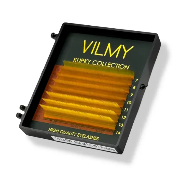 VILMY - Color eyelashes KLIPKY 8 line color mix yellow C+ 0.07 (7-14) yellow