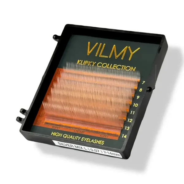 VILMY - Color eyelashes KLIPKY 8 line color mix silver C+ 0.07 (7-14) silver