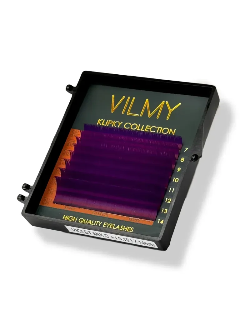 VILMY - Color eyelashes KLIPKY 8 line color mix violet C+ 0.07 (7-14) violet
