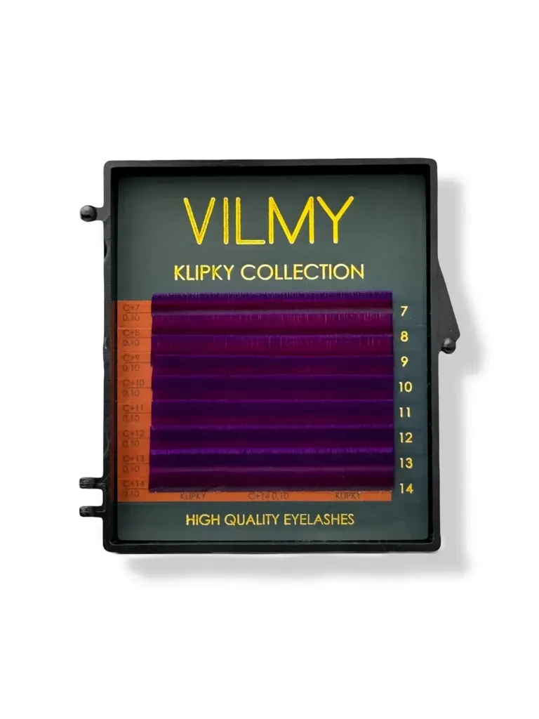 VILMY - Color eyelashes KLIPKY 8 line color mix violet C+ 0.07 (7-14) violet - Зображення 2