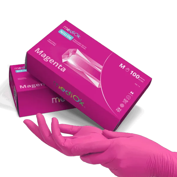 Рукавички нітрилові Mediok Magenta (рожеві) розмір XS 100 шт