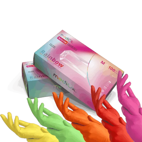 Рукавички нітрилові Mediok Rainbow (мікс кольорів) розмір S 100 шт