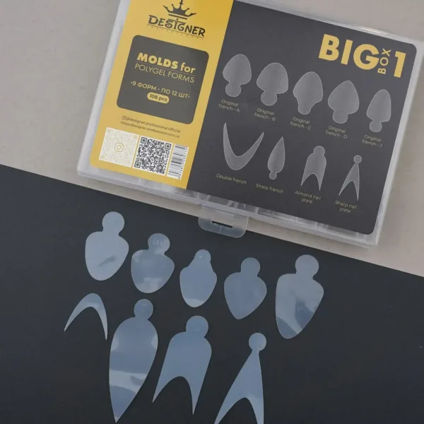 Набір для нігтьового дизайну 1, 108 шт. (9 форм) - силіконові форми для моделюючого гелю та французького манікюру