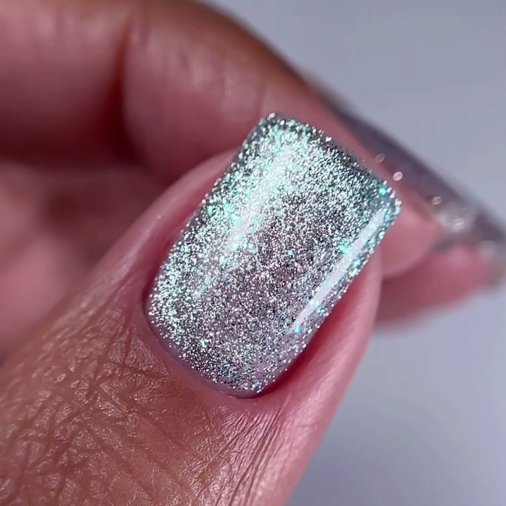 Oxxi - Гель-лак Brillant Cat № 04 бірюзовий з блискітками, 10 мл - Зображення 2