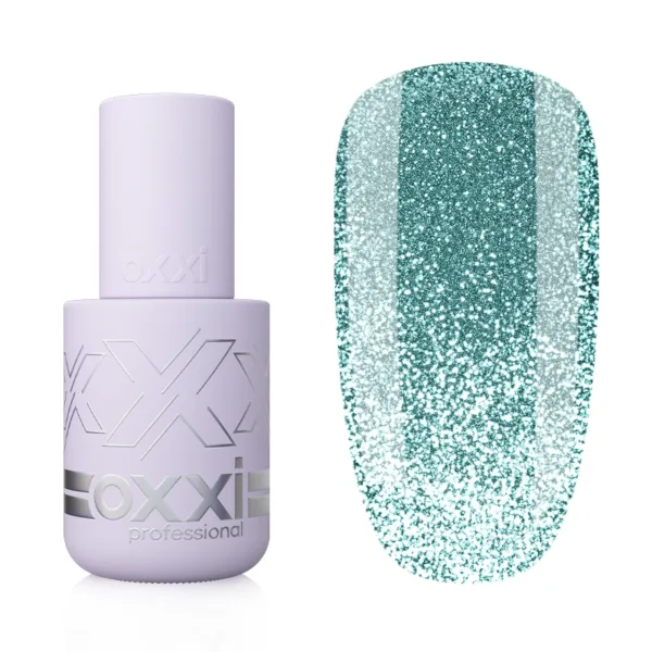 Oxxi - Гель-лак Brillant Cat № 04 бірюзовий з блискітками, 10 мл