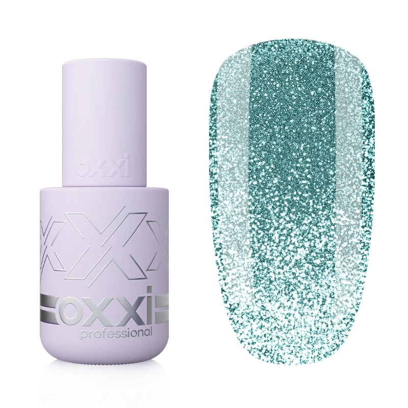 Oxxi - Гель-лак Brillant Cat № 04 бірюзовий з блискітками, 10 мл