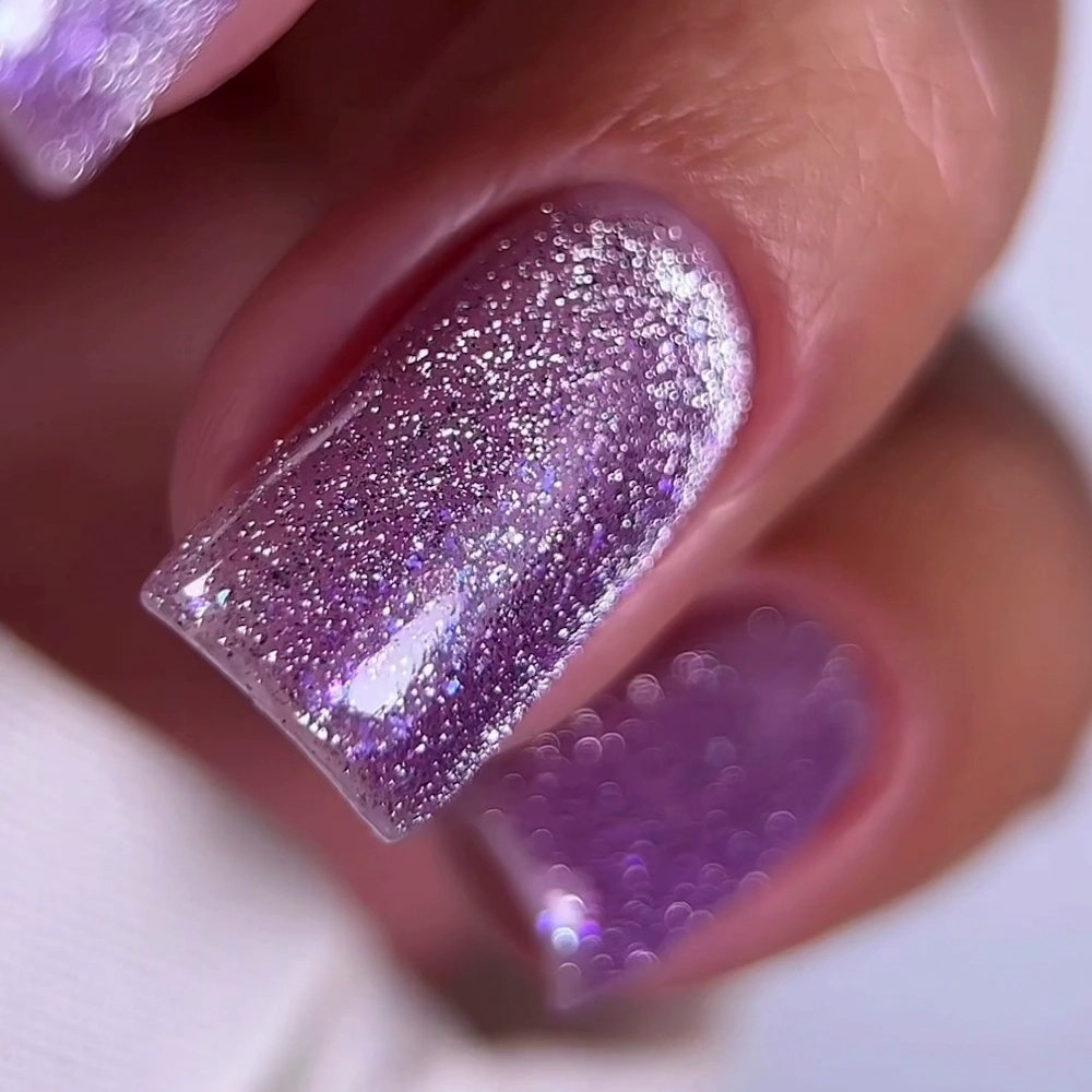 Oxxi - Гель-лак Brillant Cat № 06 фіолетовий з блискітками, 10 мл - Зображення 3