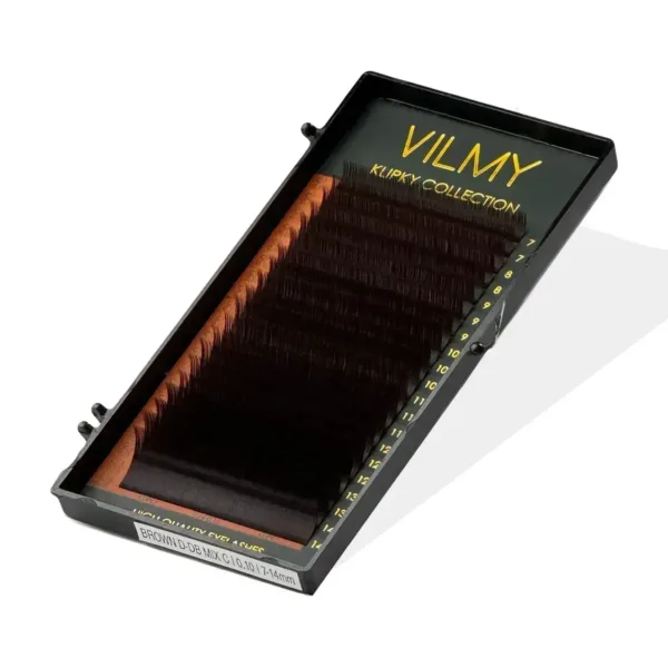 VILMY - Шоколадні вії 20 ліній KLIPKY мікс, C+ 0.07 (8-12)